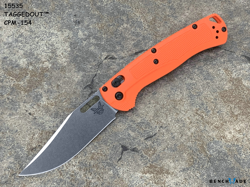 Benchmade 蝴蝶15535 TAGGEDOUT™ CPM-154钢 橘色Grivory柄 轻型狩猎折刀（现货）